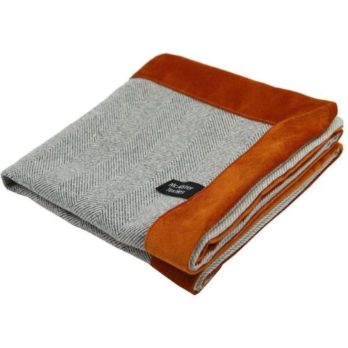 Herringbone Boutique Grey + Orange Throw Blankets & Runners_Regular (130cm x 200cm)