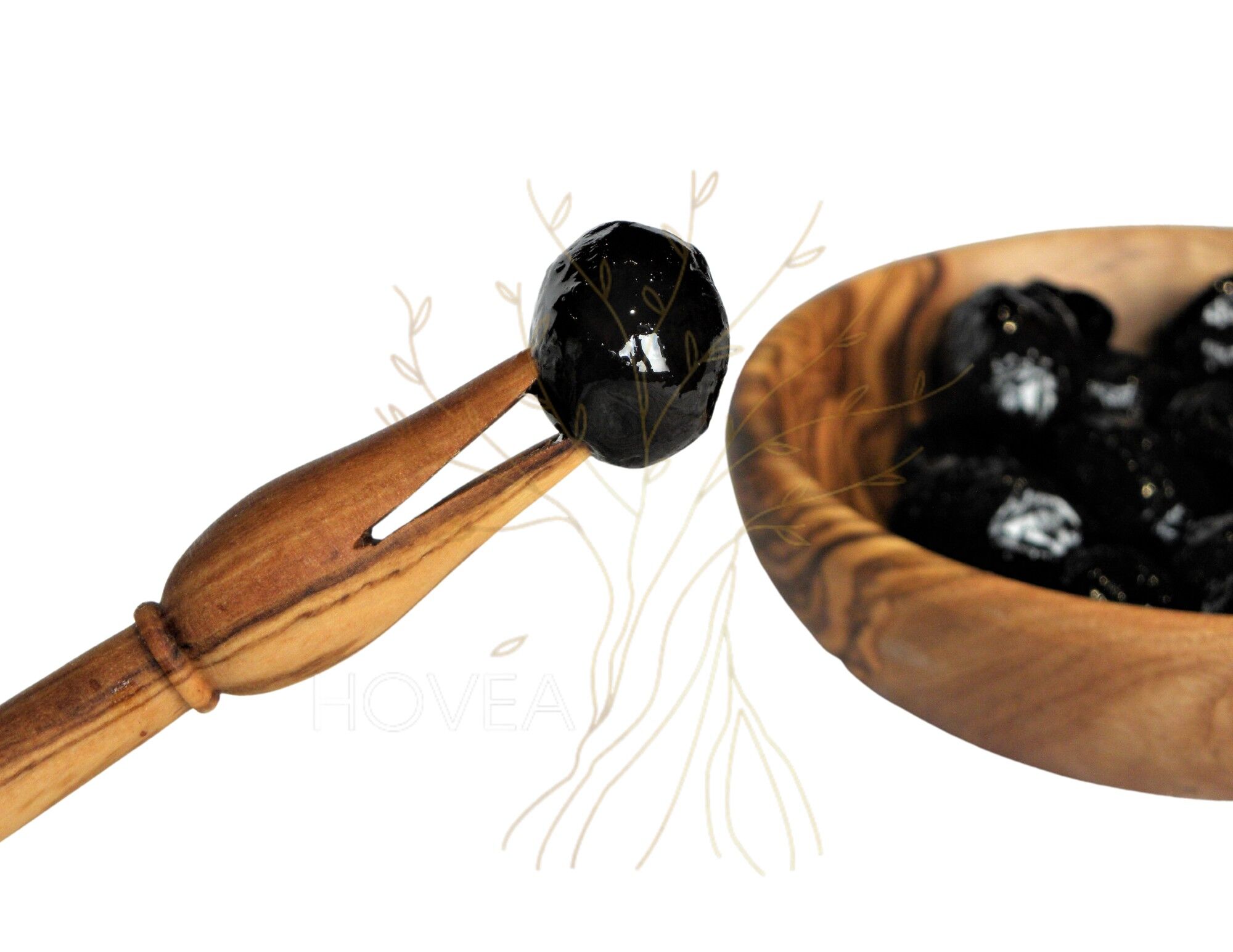 Spiedino in legno d'ulivo per aperitivo, formaggi e salumi