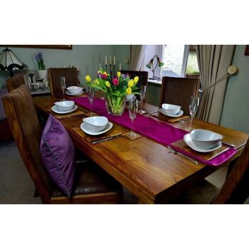 Matt Aubergine Purple Velvet Table Runner_Large Table Runner (34cm x 274cm) 8