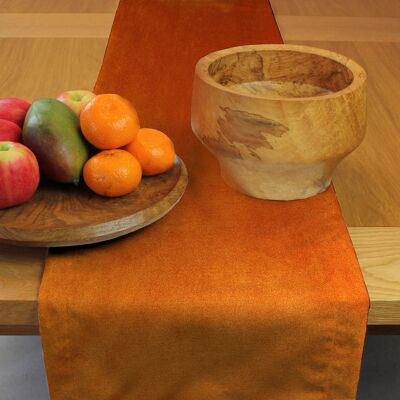 Matt Burnt Orange Velvet Table Runner_Large Table Runner (34cm x 274cm)