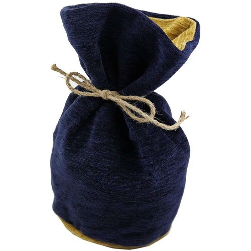 Plain Chenille Contrast Navy Blue + Yellow Door Stop With String