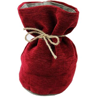 Plain Chenille Contrast Red + Grey Door Stop With String