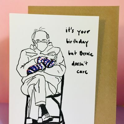 Bernie Doesn‘t Care Birthday Card Colorful