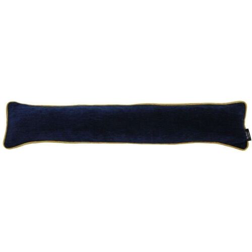 Plain Chenille Contrast Piped Navy Blue + Yellow Draught Excluder