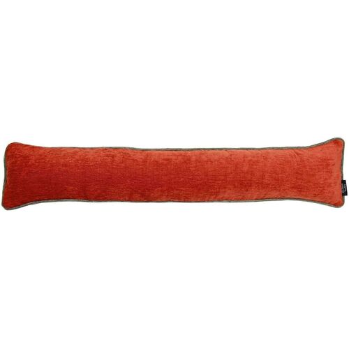 Plain Chenille Contrast Piped Burnt Orange + Grey Draught Excluder