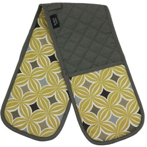 Laila Yellow Cotton Print Double Oven Mitts