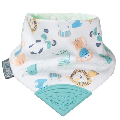 Babero bandana con punta mordedor/imp. safari multicolor