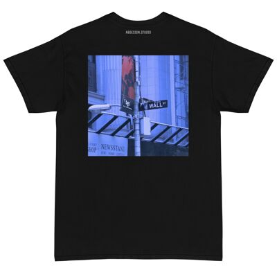 AB Printed Back Blue Wallstreet T-Shirt Made in America - Black