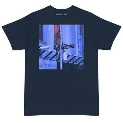 AB Printed Back Blue Wallstreet T-Shirt Made in America - Navy (3XL-5XL)