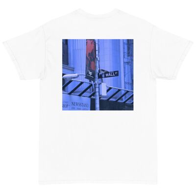 AB Printed Back Blue Wallstreet T-Shirt Made in America - White (3XL-5XL)