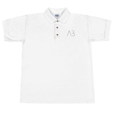 AB Modern Embroidered Men Polo (White, Gray) Made in America - White