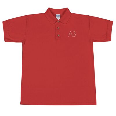 AB Modern Embroidered Men Polo (Black, Red) Made in America - Red