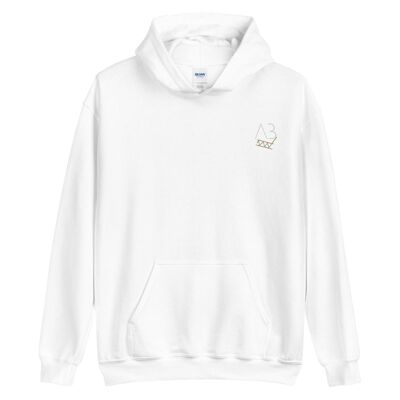 AB Modern Embroidered Unisex Hoodie Made in America - White