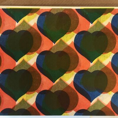 tarjeta de corazones de colores
