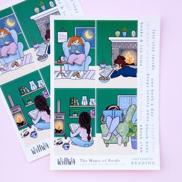 Foglio di adesivi La magia dei libri