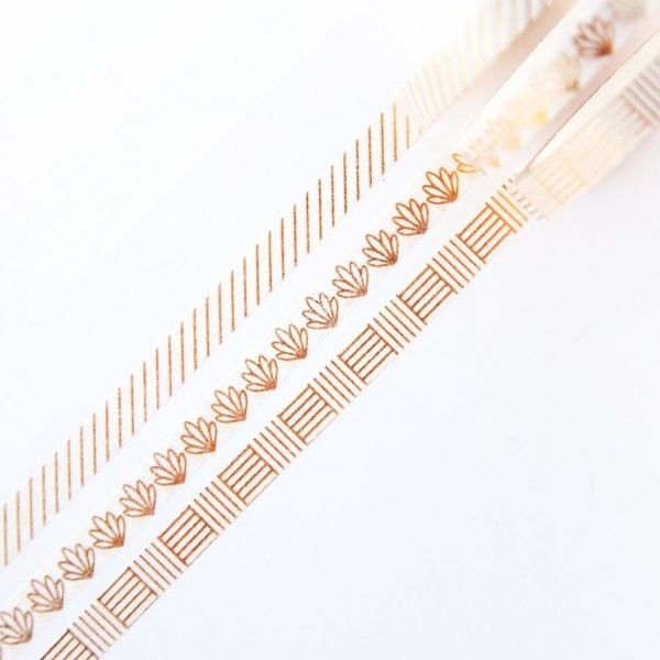Schmale Washi-Tape-Set mit Gold-Linie