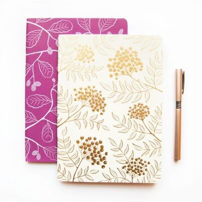 Cuaderno A5 dorado y morado