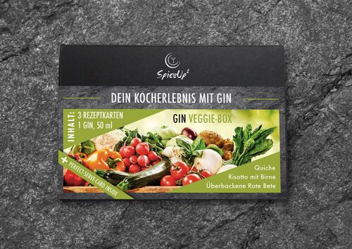 GIN VEGGIE BOX- LOLA Y VERA CLASICA GIN - 50 mL - 40% VOL - 3 Rezepte + Perfect Serve Rad