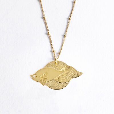 Golden Veil Fish Long Necklace