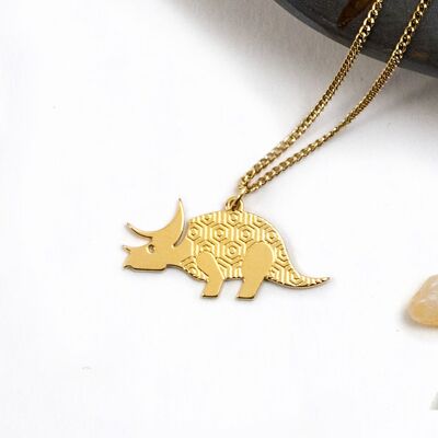 Gold Triceratops Necklace
