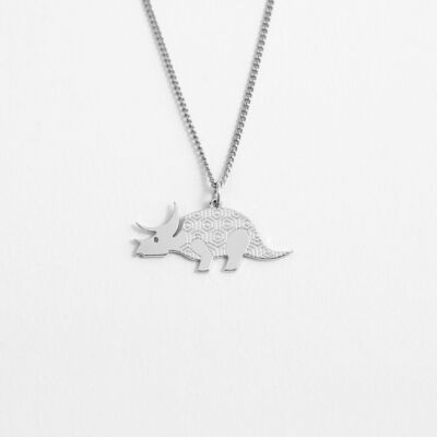 Silver Triceratops Necklace