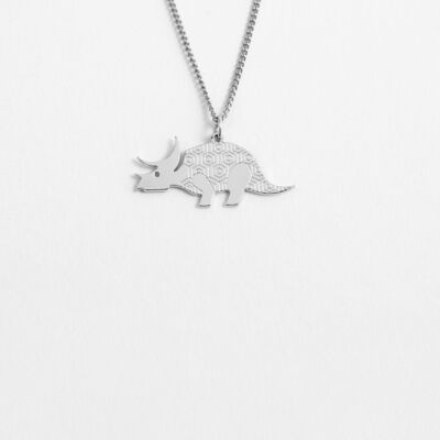 Silberne Triceratops-Halskette