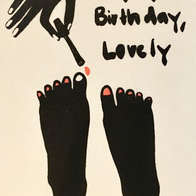 Card nails painting Happy Birthday