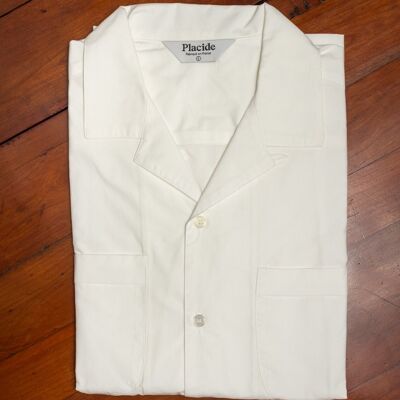 Long sleeve open collar shirt - White Typewriter fabric