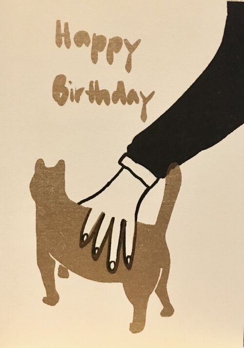 Karte Happy Birthday Katze Gold