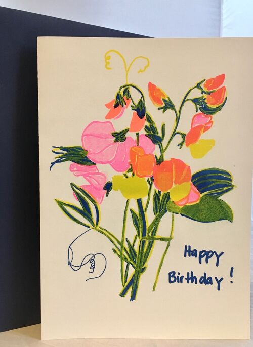 Karte Blumenstrauß Happy Birthday