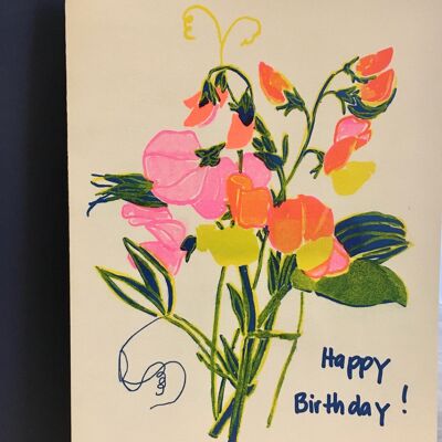 Karte Blumenstrauß Happy Birthday