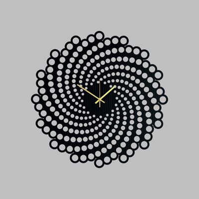 Black Clock SPIRAL - Wooden 62cm Size Wall Clock