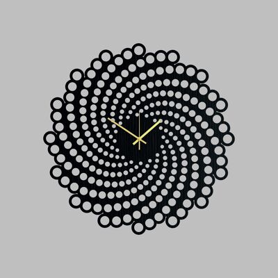 Horloge Noire SPIRAL - Horloge Murale en Bois Taille 62cm