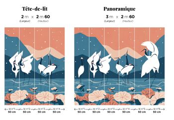 Papier peint panoramique Kyuuai Dansu - Bleu & Corail - 2m 2