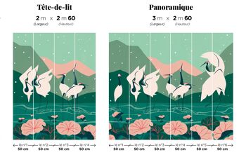 Papier peint panoramique Kyuuai Dansu - Vert & Rose - 3m 2