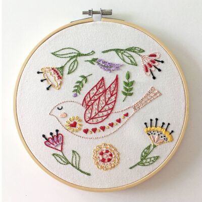 Folk Art Bird Embroidery Kit
