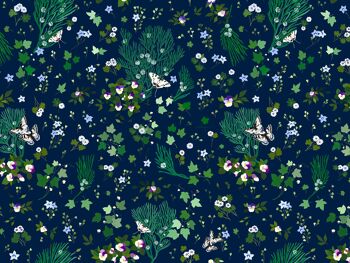 Papier peint floral - Nuit d'Été - Bleu de minuit 2
