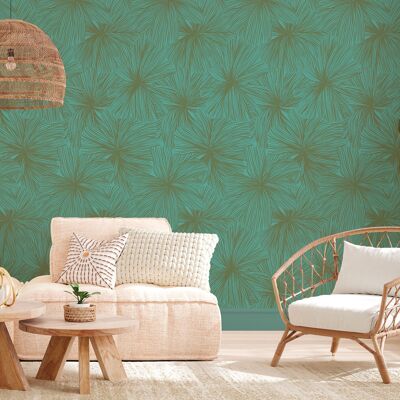 Jungle wallpaper - Manon - Lagoon green & Khaki green