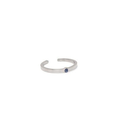 Adjustable Chakra Blue Stone Ring - Polished Steel