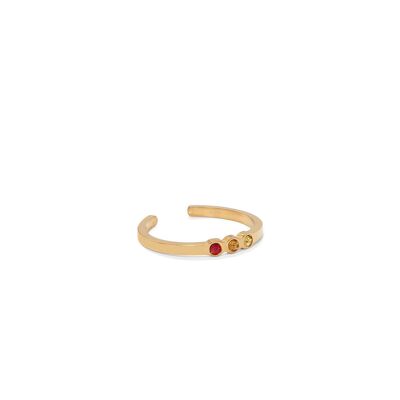 Adjustable Chakra Triple Gem Sunset Ring - Gold Plate