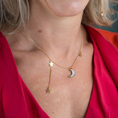 Gold Asymmetric Moon & Star Necklace Chain