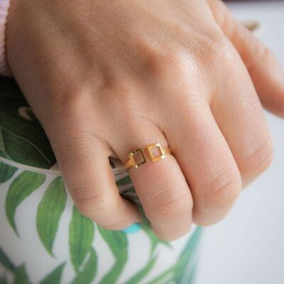 Square Ended Ring - 18k Gold Plate