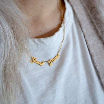 Gold Good Times Word Pendant