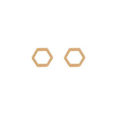 Hexagon Stud Earrings - 18kt Rose Gold Plate
