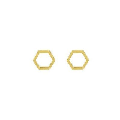 Hexagon Stud Earrings - 18kt Gold Plate