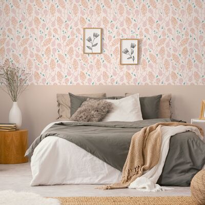 Floral wallpaper - Suzie - Pink beige & Candy pink