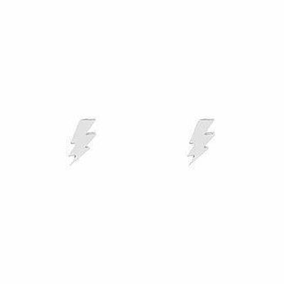 Lightning Bolt Stud Earrings - Polished stainless steel