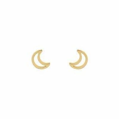 Moon Stud Earrings - 18kt Gold Plate