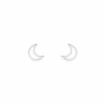 Moon Stud Earrings - Polished stainless steel