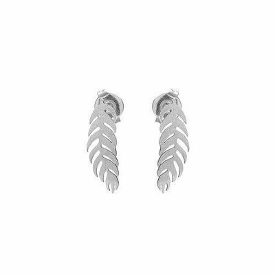 Feather Stud Earrings - Polished stainless steel